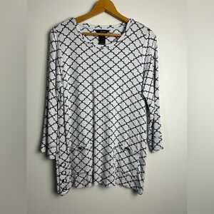 Ali Miles Top Blouse Stretch Soft Long Sleeve Size S women Pockets bottom hem